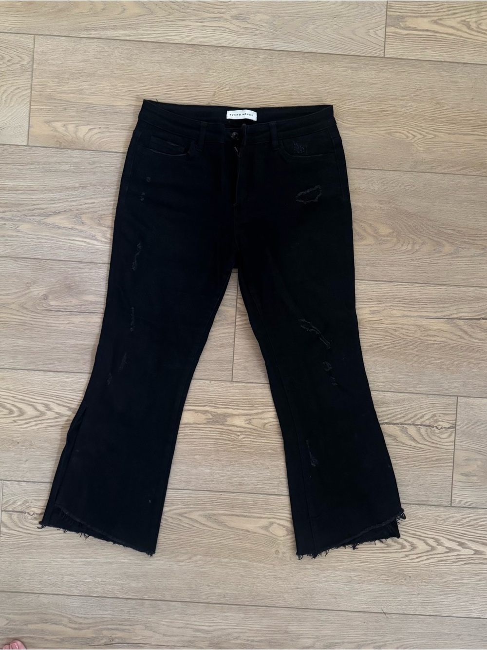 Flying Monkey Black Distressed Flare Jeans